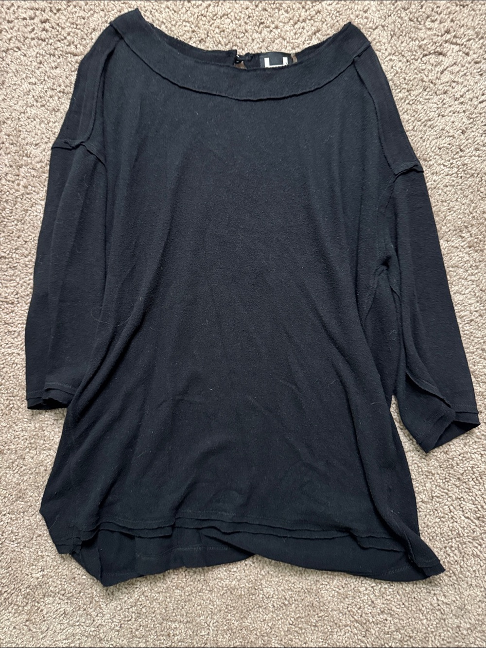 Bordeaux Black Boatneck Lightweight Pullover